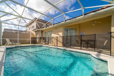Pool area showing safety fence