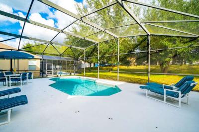Private pool overlooking golf course