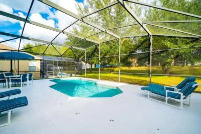 Private pool overlooking golf course