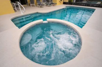 Pool area showing spa active
