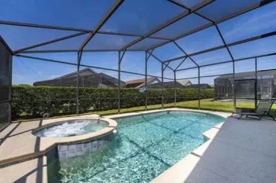 View of pool and spa