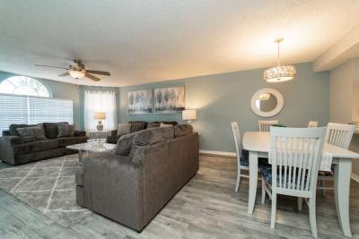 Open floor plan with living and dining rooms