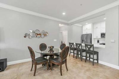 Dine at the formal dining table with seating for 4