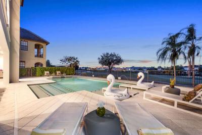 The whole family will love nighttime at the private pool