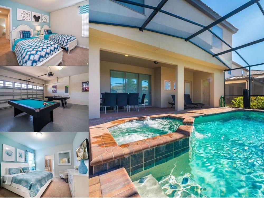 Vacation rental near Disney managed by Orlando rent a villa with a screened in private pool and spa