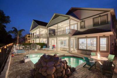 Take in the gorgeous views of the house at twilight