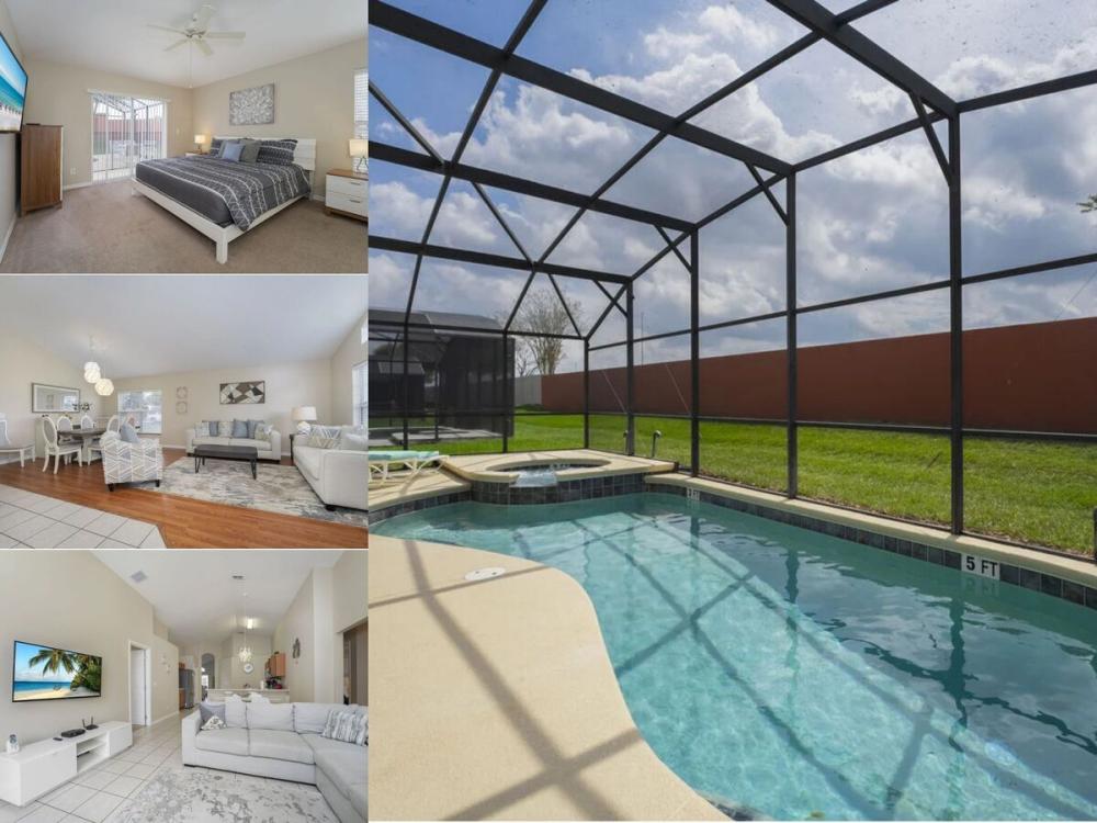 Vacation rental near Disney managed by Orlando rent a villa with screened in private pool and spa