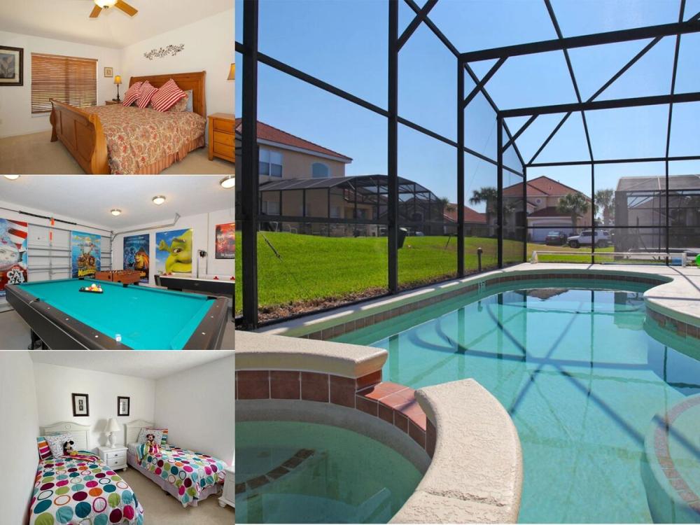 Vacation rental near Disney managed  by Orlando rent a villa with a screened in private pool and spa.