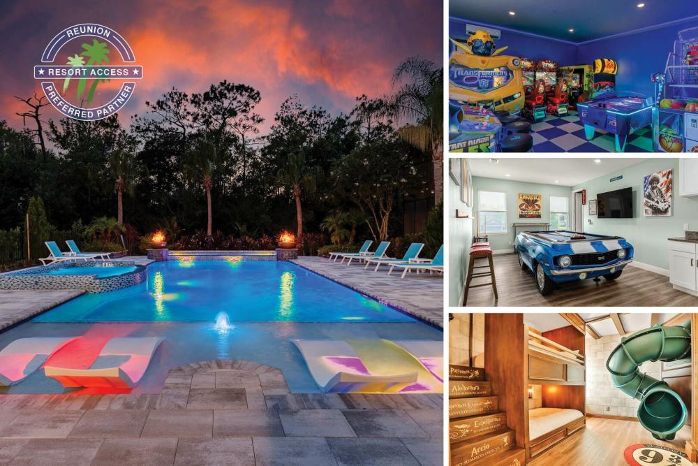 Welcome to Great Escape Manor, a 9 bedroom luxury home with a private pool, custom-built kids' bedrooms, and more! Photos updated: August 2021