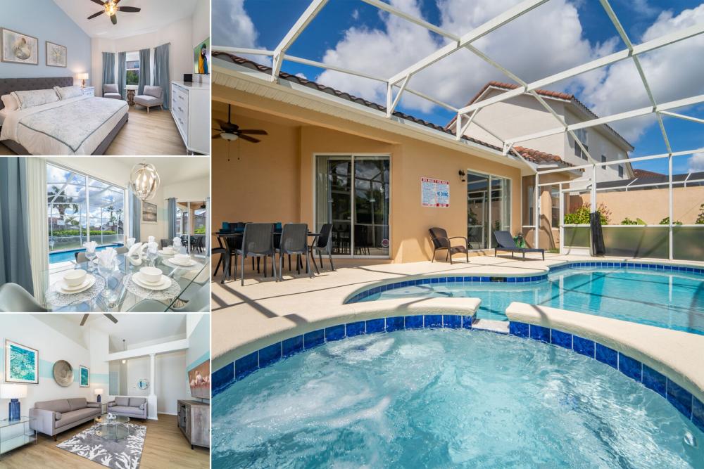 Vacation rental near Disney managed by Orlando rent a villa with a screened in pool and spa