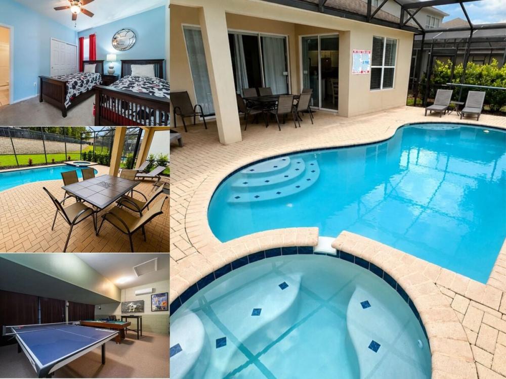 Vacation rental near Disney managed by Orlando rent a villa with a screened in pool and spa.