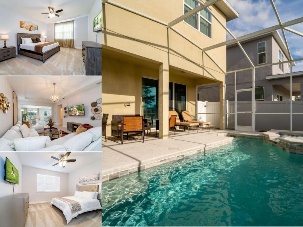 Vacation rental near Disney managed by Orlando rent a villa with screened in private pool and spa