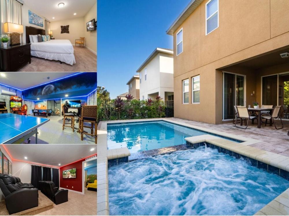 Vacation rental near Disney managed by Orlando rent a villa with a screened in private pool and spa.