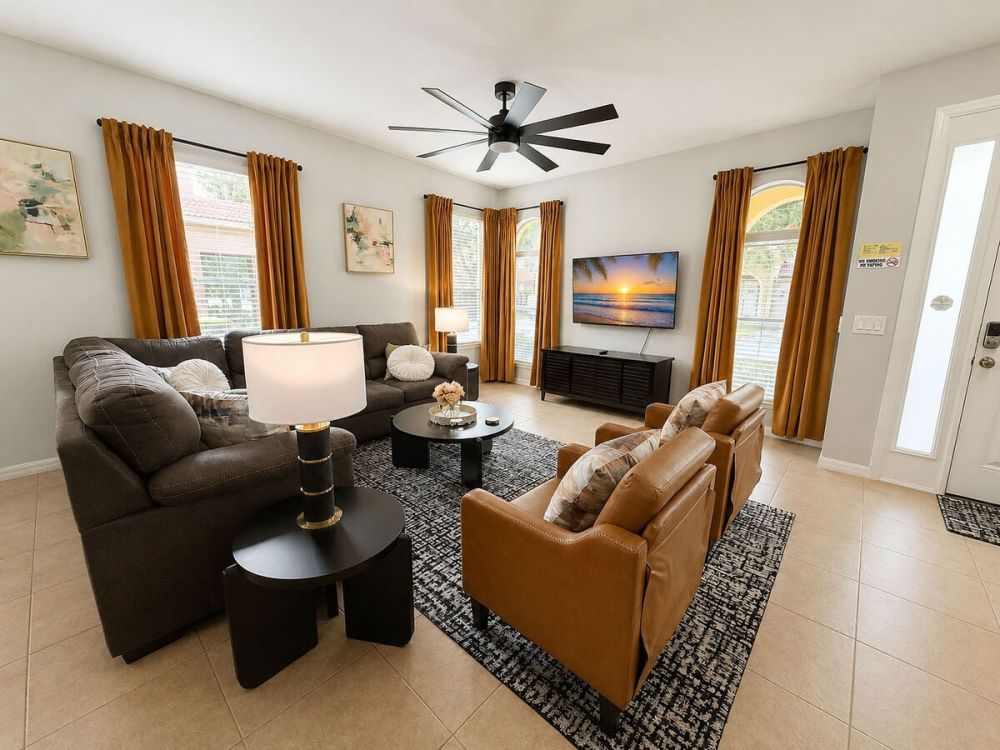 Alternative view of formal seating showing TV