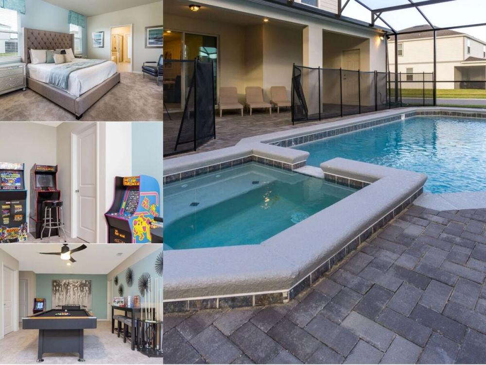 Vacation rental near Disney managed by Orlando rent a villa with a screened in private pool and spa.