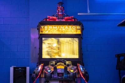 Terminator arcade game located in the garage,