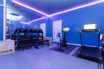 Full on exercise room with weights so you don't have to go back home pudgy from your vacation experience. .