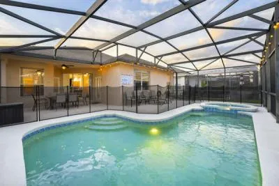 View of covered lanai from  pool area