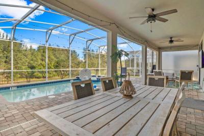 The private pool area is also equipped with a pool fence for added safety and peace of mind.