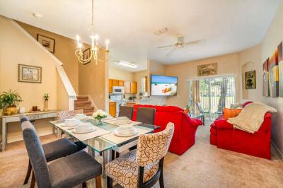 View of living and dining rooms as you enter the villa.
