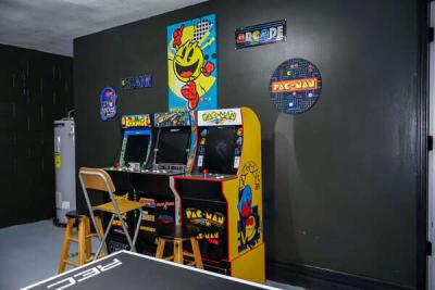 Games room showing Arcade games.