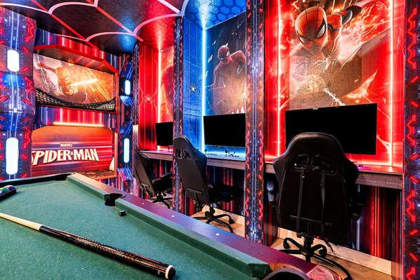 Who will be your holiday pool champion? Take on the family at the table, then switch to the gaming stations in this action-packed hangout.