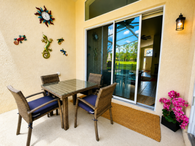 Pool area showing the other outdoor dining table