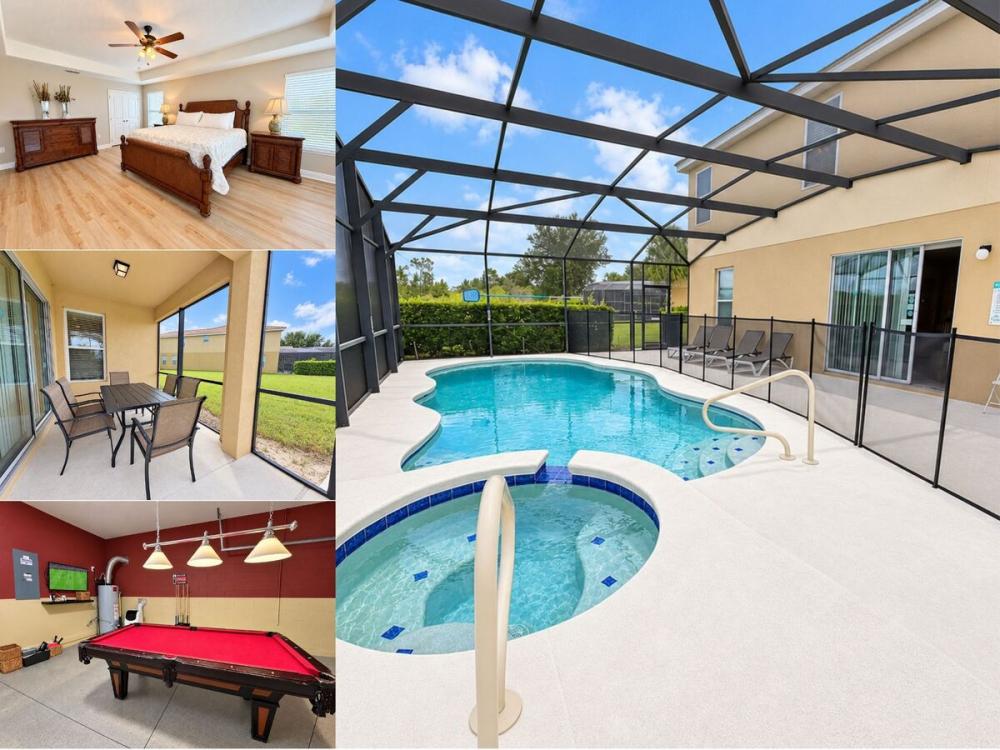 Vacation rental near Disney managed by Orlando rent a villa with private screened pool and spa.