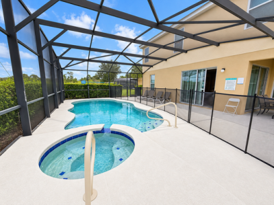 Pool area with pool safety fence